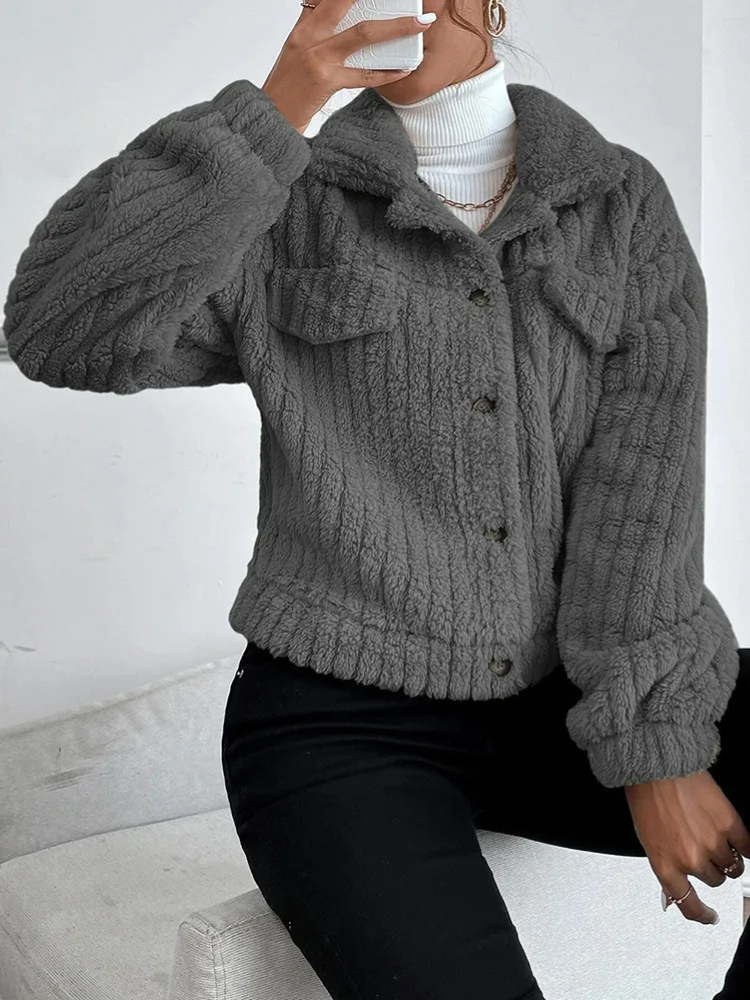 Kort Dunjacka Dam Teddy Stil Vattenavvisande Polyester 5