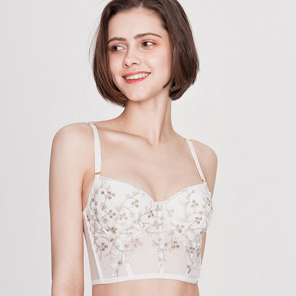 Dam BH-set Sömlös Blommönster Bomull Spandex Nylon-2