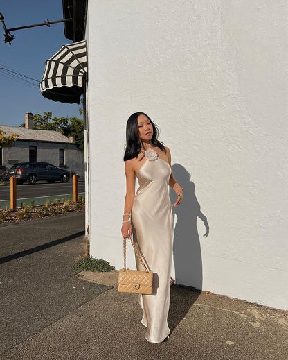 Maxiklänning Dam med Halsinnehavare och Öppen Rygg i Wolff-Fiber-6