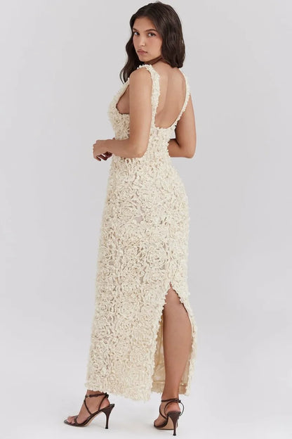 Dam Maxiklänning A-linje Blommönster Andningsbart Tyg-6