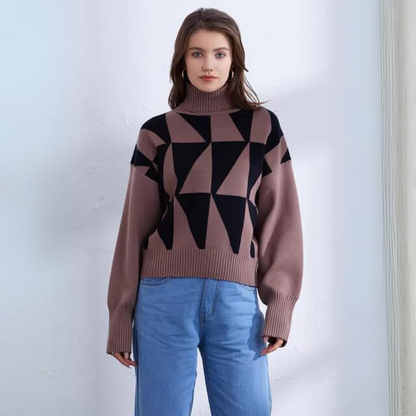 Dam Stickad Turtleneck Tröja Oversized Mjuk Fiber 6