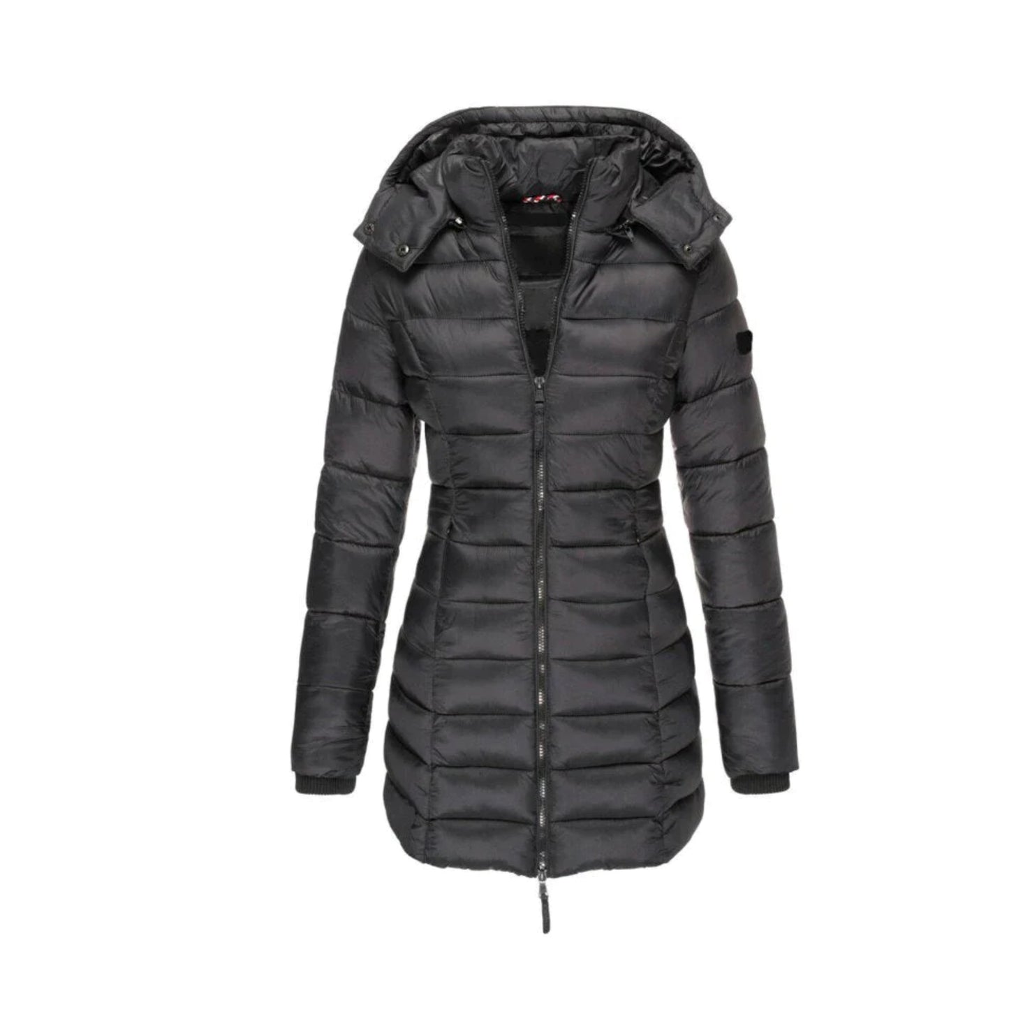 Lång Vinterrock Dam Elegant Polyester Med Avtagbar Krage-1