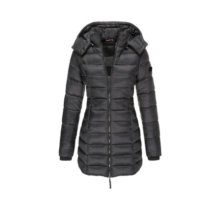 Lång Vinterrock Dam Elegant Polyester Med Avtagbar Krage-1