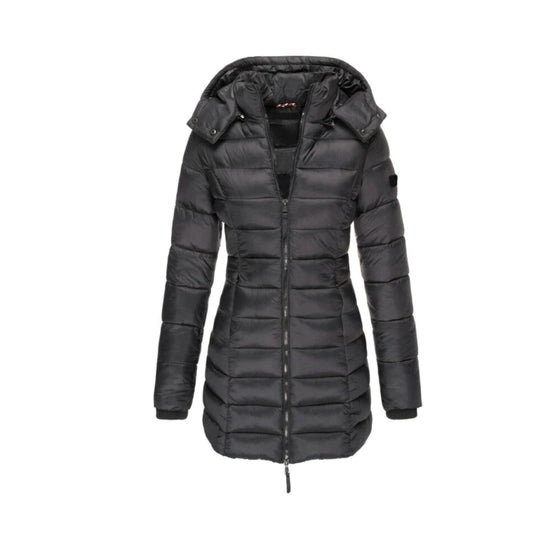 Lång Vinterrock Dam Elegant Polyester Med Avtagbar Krage-1