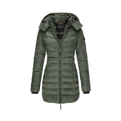Lång Vinterrock Dam Elegant Polyester Med Avtagbar Krage-4