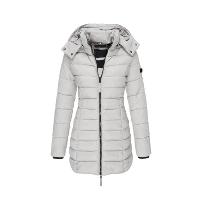 Lång Vinterrock Dam Elegant Polyester Med Avtagbar Krage-5