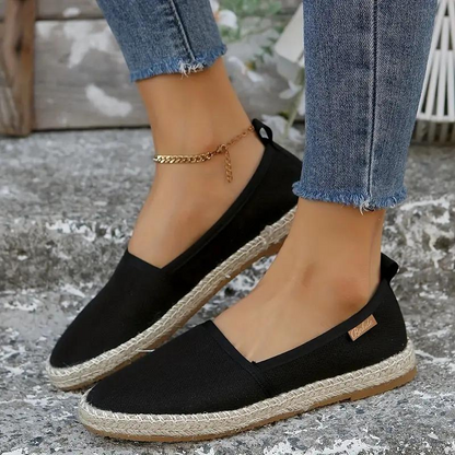 Kvinnors Slip-On Skor Platt Dukmaterial-1