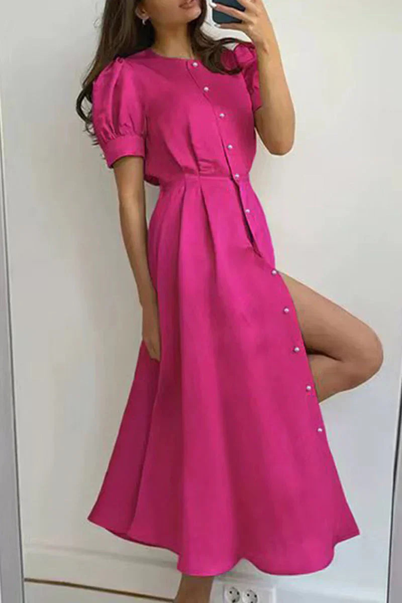 Variant image for Dam Klänning Rund Nack Korta Ärmar Lätt Tyg-17