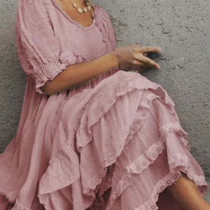 Variant image for Dam Maxiklänning Vintage Stil med Ruffles Lätt Polyester-25