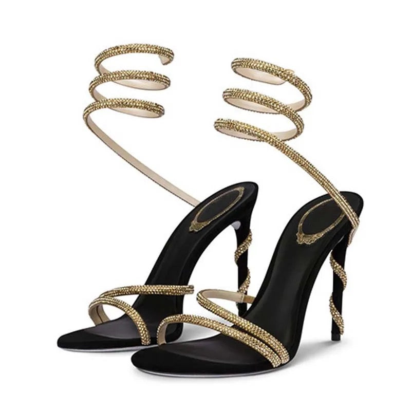Kvinnors Stilettos Ormdesign Läder Hög Klack-4