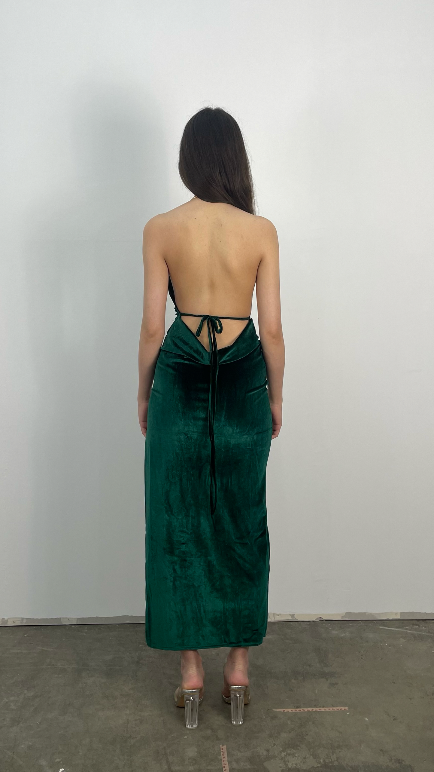 Dam Midiklänning Elegant Mjuk Polyester med Gyllene Remmar-3