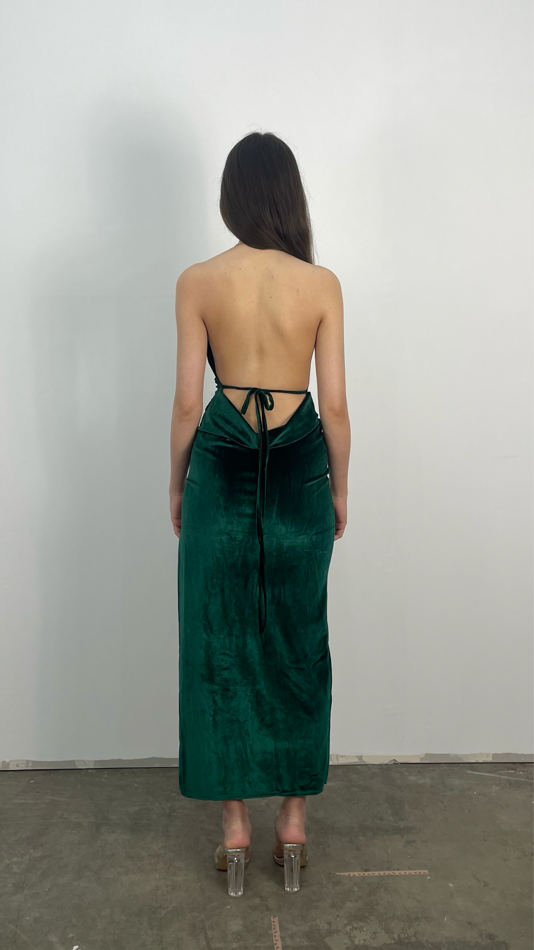 Dam Midiklänning Elegant Mjuk Polyester med Gyllene Remmar-3