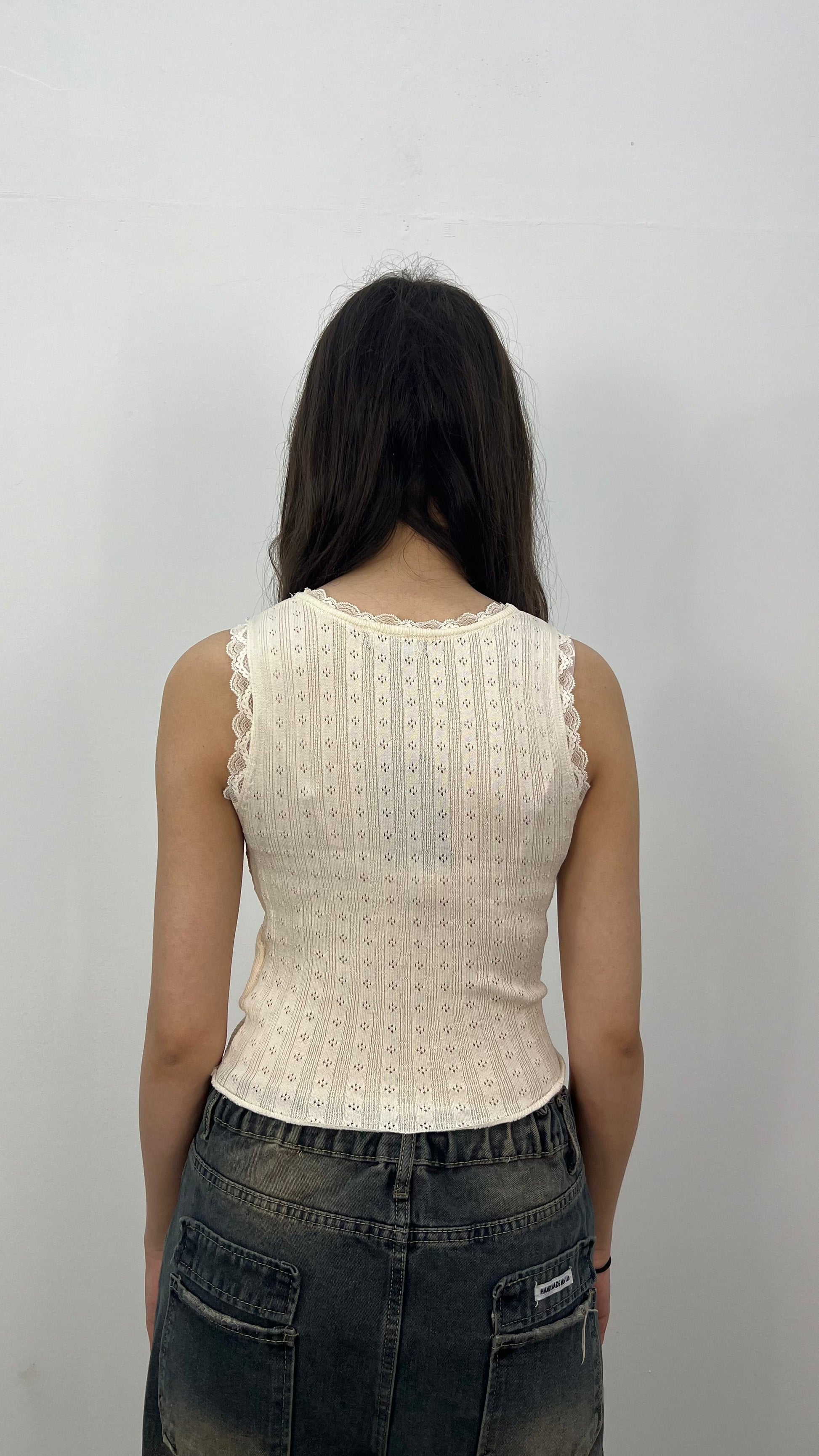 Elegant Tank Top Dam med Spetsdetaljer – Lätt Beige, Bekväm Passform i Viskos och Polyester, Perfekt för Vardag och Fest 3