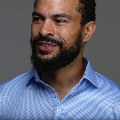 Herrskjorta Smal Passform Mönstrad 100% Bomull Ljusblå-3