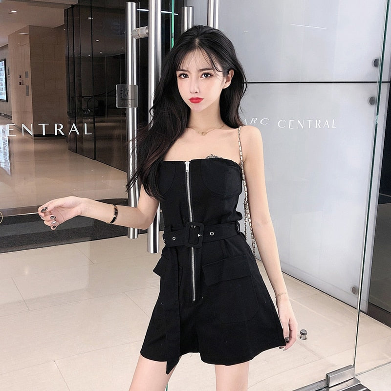 Dam Overall Ärmlös Casual Polyester med Fickor-3