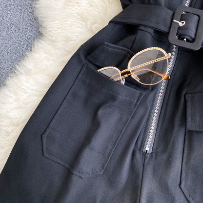 Dam Overall Ärmlös Casual Polyester med Fickor-4