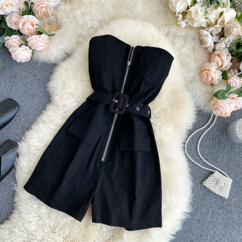 Dam Overall Ärmlös Casual Polyester med Fickor-2