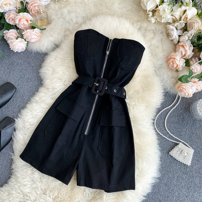 Dam Overall Ärmlös Casual Polyester med Fickor-2