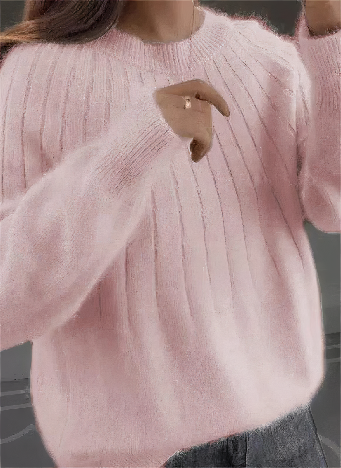 Variant image for Stickad Dam Tröja Fluffig Design 100% Akryl Avslappnad Passform-7