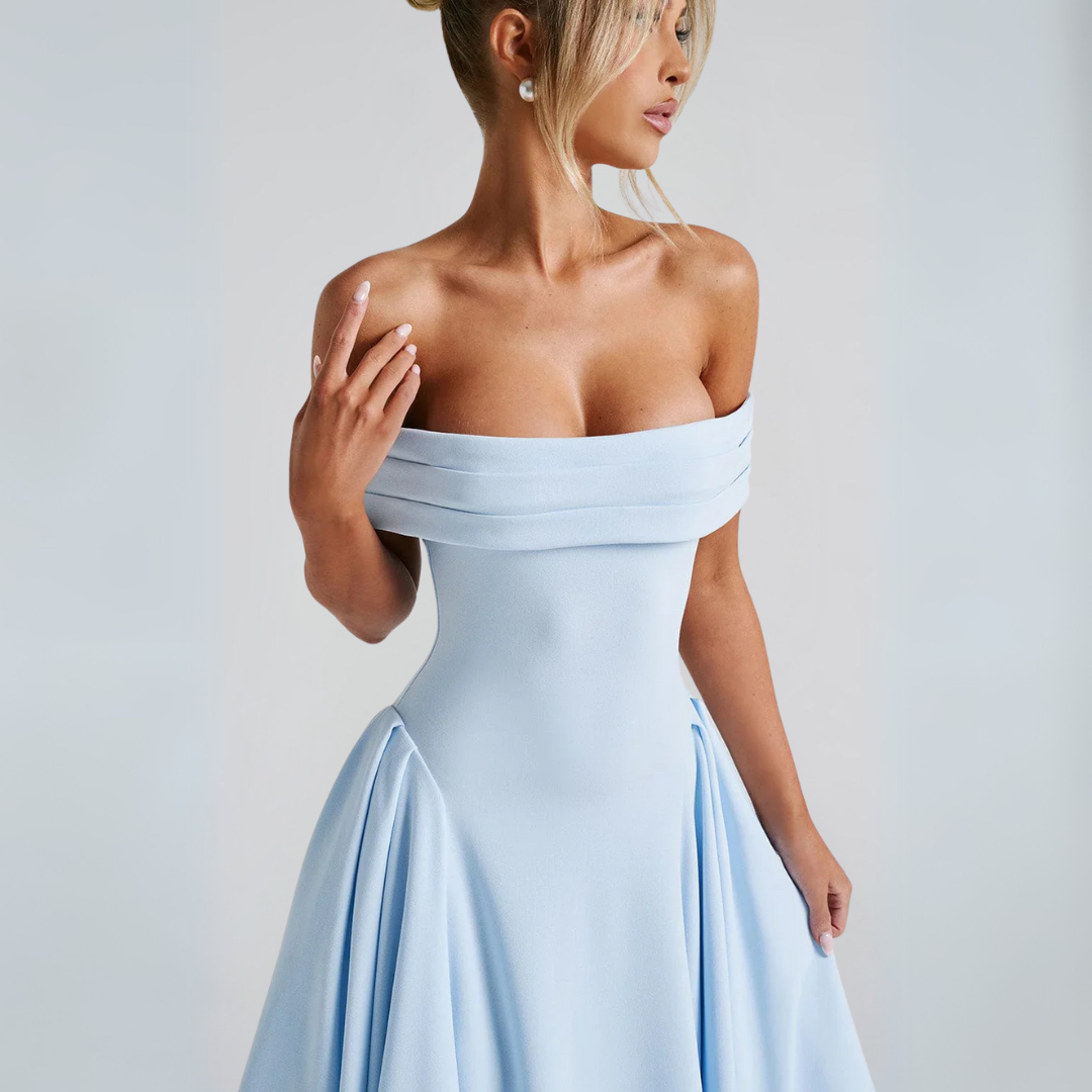 Dam Midi Klänning Elegant Lätt Tyg-5