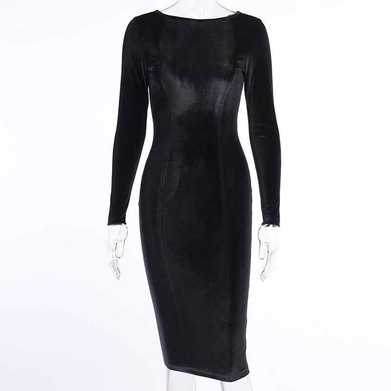 Kvinnors Midi Klänning Smal Passform Bomullspolyester-5