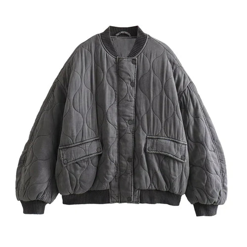 Kvinnor Bomberjacka Löst Sittande Polyester Modern Design 1