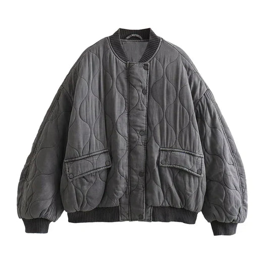 Kvinnor Bomberjacka Löst Sittande Polyester Modern Design 1