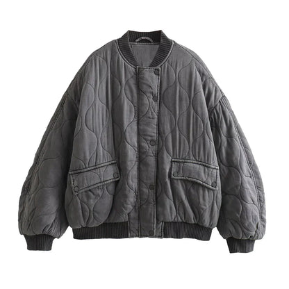 Kvinnor Bomberjacka Löst Sittande Polyester Modern Design 3