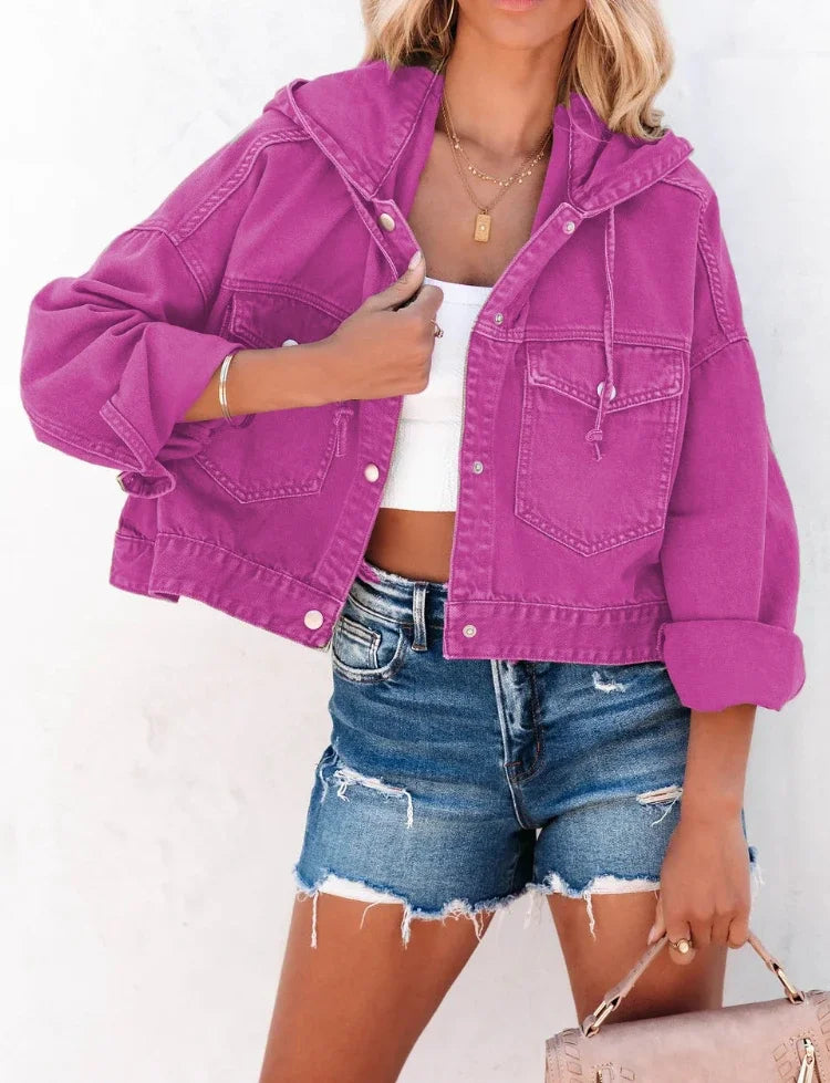 Jeansjacka Dam med Huva i Mjuk Denim – Vintage-inspirerad Design för Mångsidig Stil 6