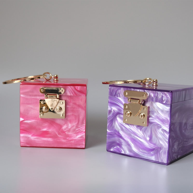 Damväska Boxformad Stendesign Hård PVC-4