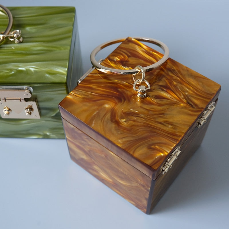 Damväska Boxformad Stendesign Hård PVC-5