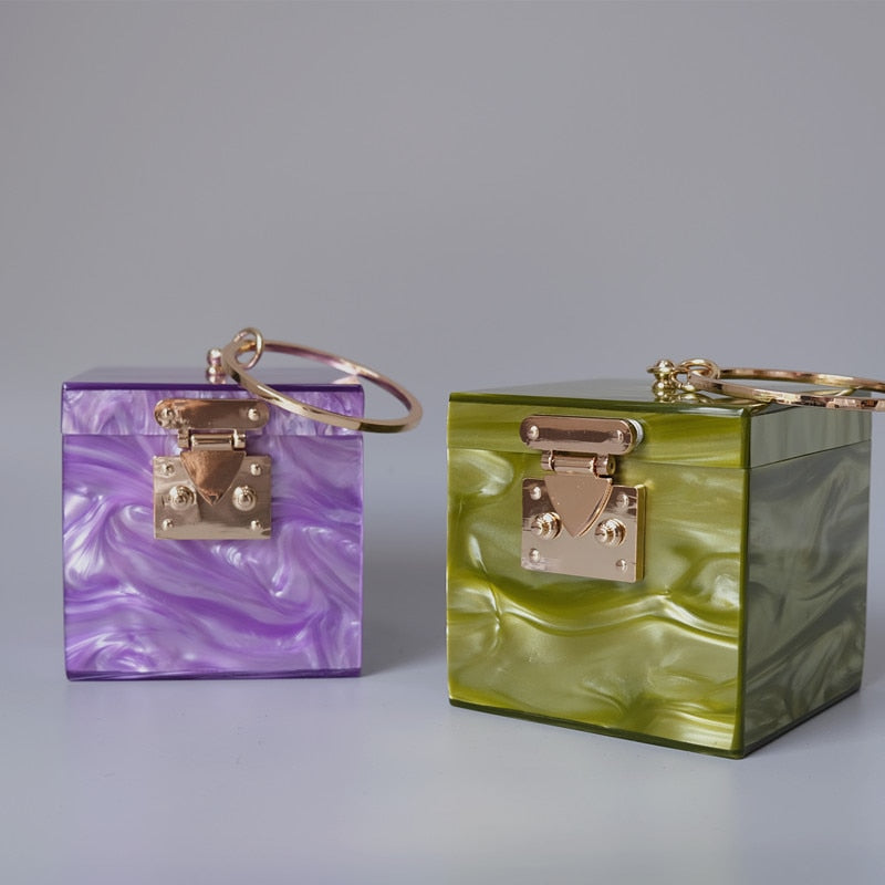 Damväska Boxformad Stendesign Hård PVC-2