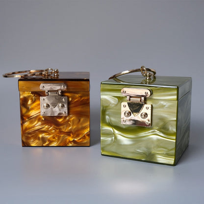 Damväska Boxformad Stendesign Hård PVC-3