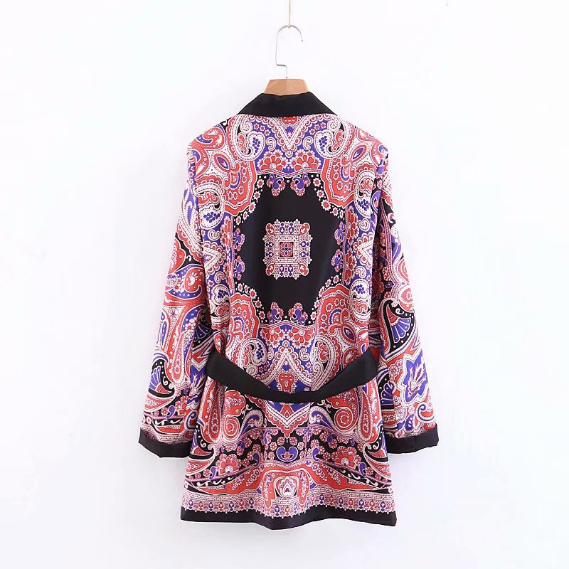 Dam Pyjamas Set Kimonoinspirerade Byxor Långärmad Akryl Polyester Spandex-4