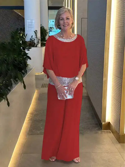 Dam Tvådelad Uppsättning Chic Topp Bredbyxor Polyester 6