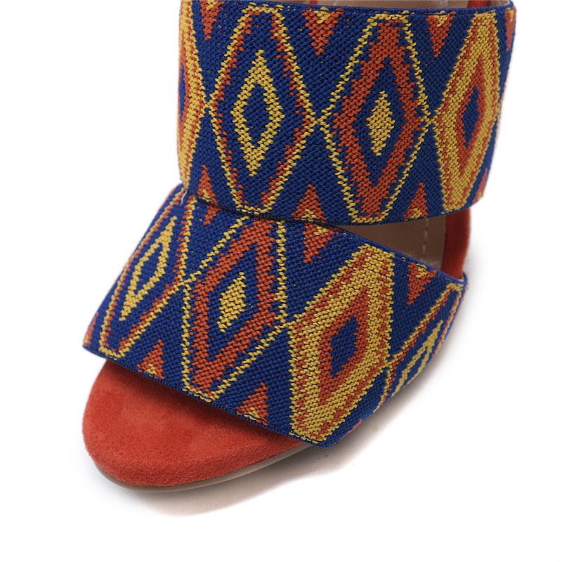 Dam Sandaler Geometrisk Design PU med Hög Klack och Blixtlås-4