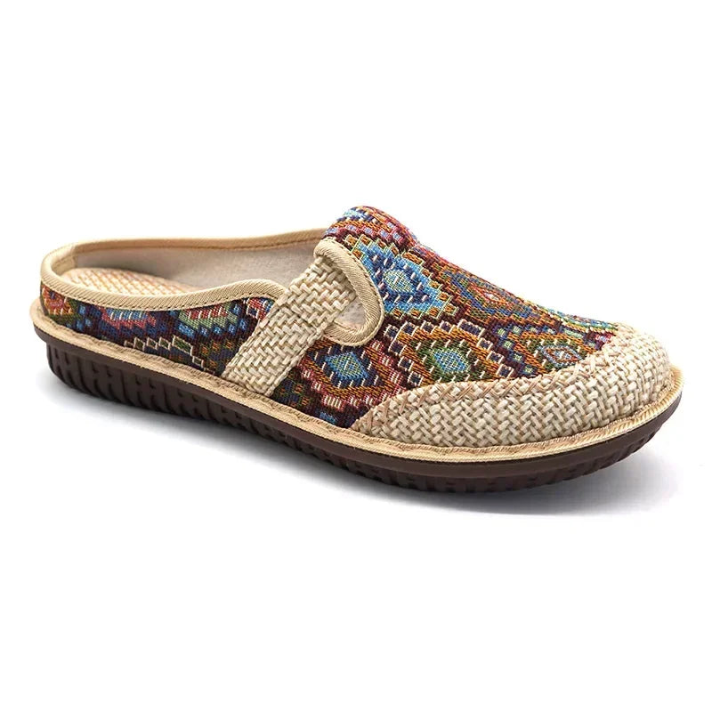 Dam Loafers Slip-on Vävda Textilier Bohemisk Stil-5