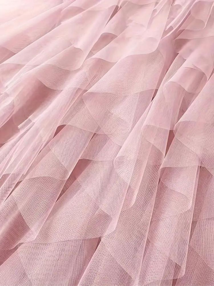 Kvinnors Tyllkjol med Volanger Polyester Luftig Passform-5