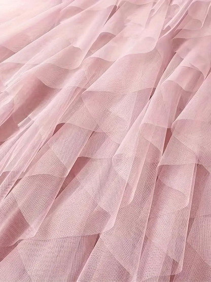 Kvinnors Tyllkjol med Volanger Polyester Luftig Passform-5