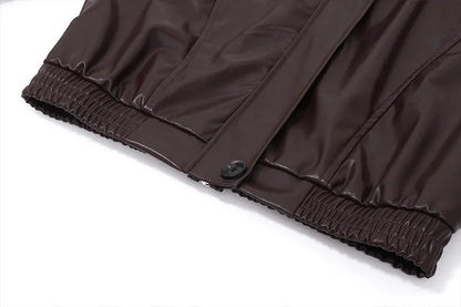 Kort Jacka Dam Syntetiskt Läder Modern Design-6