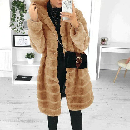 Dam Kappa Knälång i Konstgjord Päls Vattentät Stylish 3