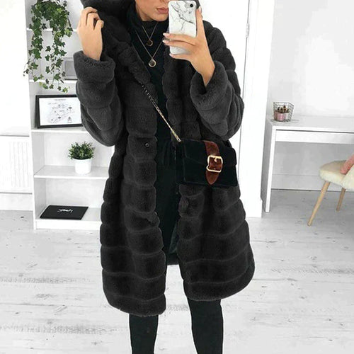 Dam Kappa Knälång i Konstgjord Päls Vattentät Stylish 1