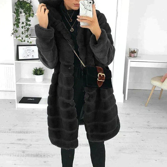 Dam Kappa Knälång i Konstgjord Päls Vattentät Stylish 1
