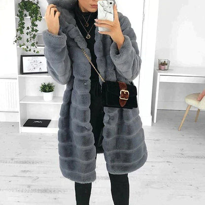 Dam Kappa Knälång i Konstgjord Päls Vattentät Stylish 2