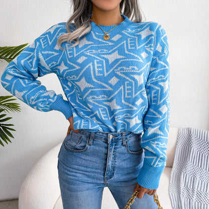 Variant image for Lös Passform Stickad Dam Tröja i Mjuk Kvalitet-7