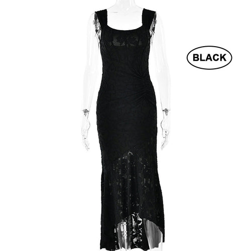 Fina Dam Klänningar Lång Fisksvans Jacquard Ärmlös Elegant 0