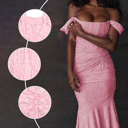 Fina Dam Klänningar Lång Fisksvans Jacquard Ärmlös Elegant 2