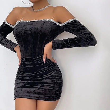 Fina Dam Klänningar Mini Klänning Figursmickrande Polyester Spandex med Paljetter 4