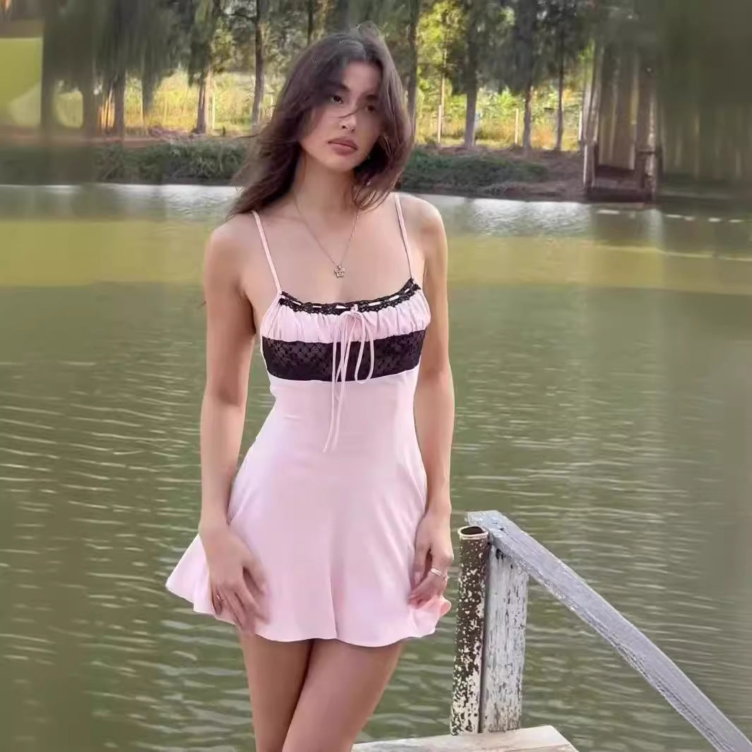 Fina Dam Klänningar Spaghetti Strap Ärmlös Polyester 1