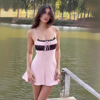 Fina Dam Klänningar Spaghetti Strap Ärmlös Polyester 2